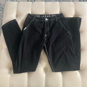 Black Contrast-Stitch Pants
